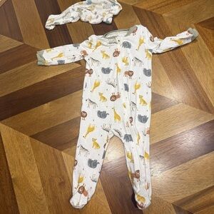 Milkberry Safari Adventure Kids Footie Set with hat bamboo 2 way zipper